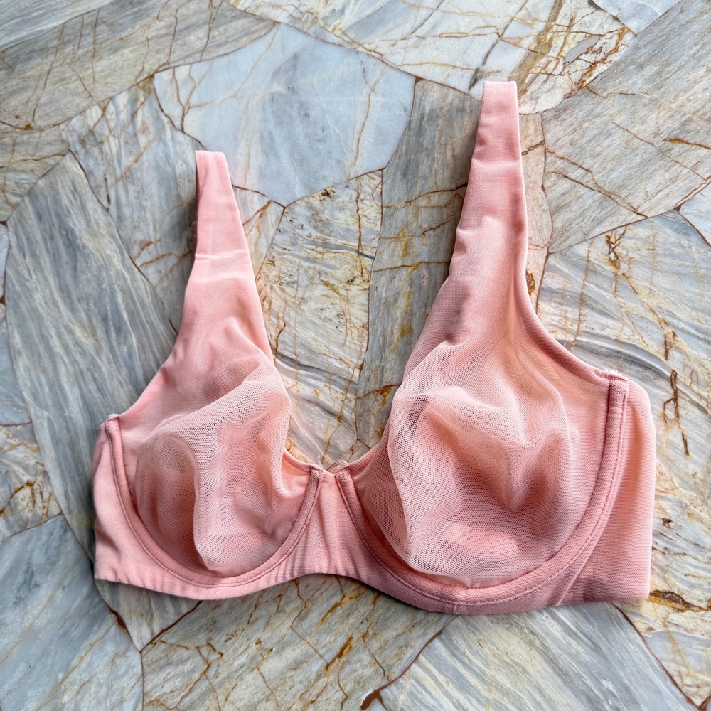 ADOREME Pink Sheer Mesh Unlined Balconette Bra 34D